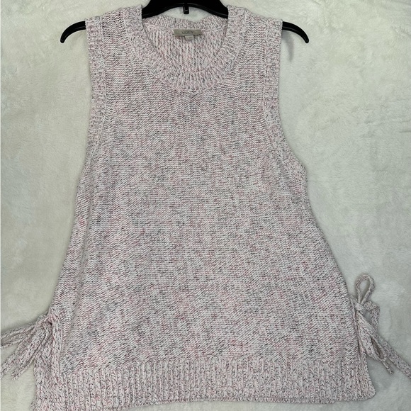 Loft pink marbled Sweater Tied Vest  sleeveless - Picture 1 of 8